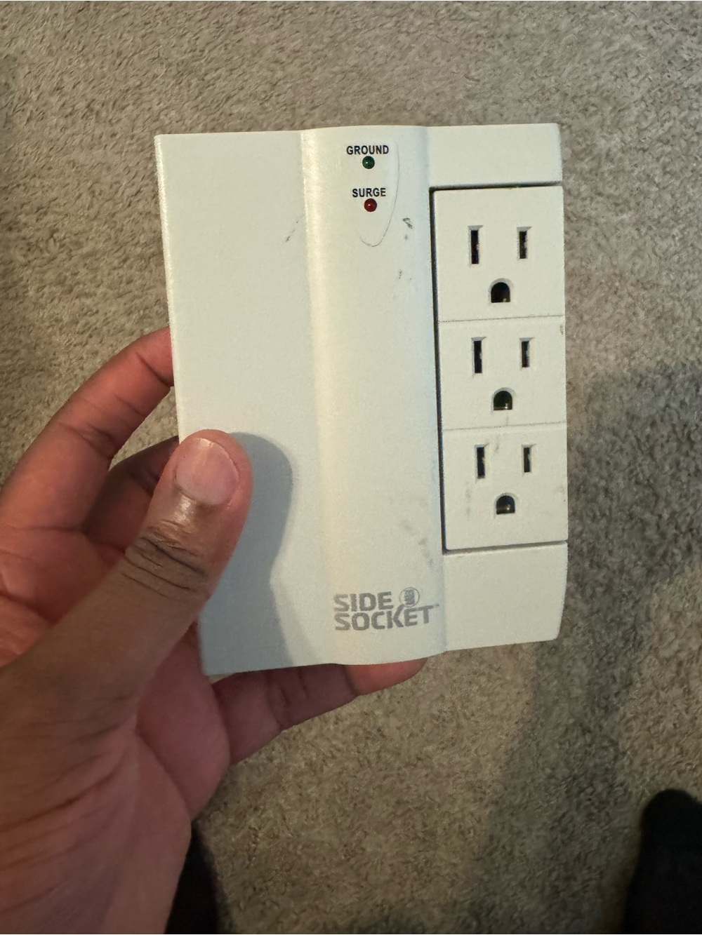 Side Socket 6-Outlet Wall Tap Surge Protector Space Saver White